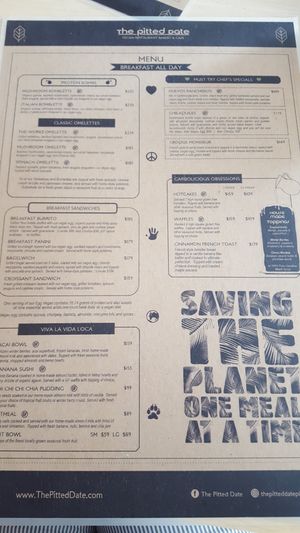 menu at The Pitted Date in Tulum