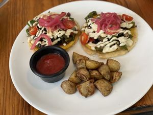 Huevos rancheros  at The Pitted Date in Tulum