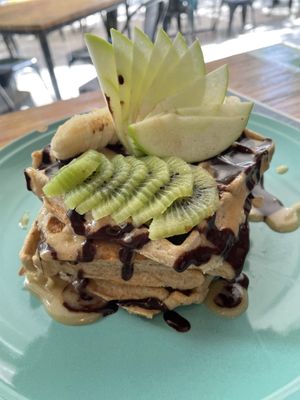 Waffles  at The Pitted Date in Tulum