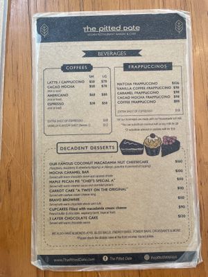 Menu  at The Pitted Date in Tulum