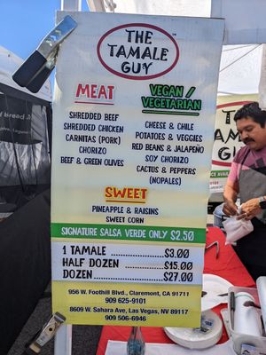Murrieta Farmer's Market. All vegetarian tamales are vegan except cheese. at The Tamale Guy in Claremont