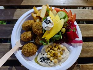 Falafel plate at Veg4seasons in Warsaw