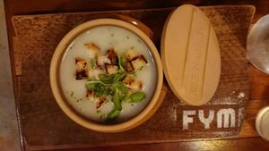 garlic soup at FYM in Siem Reap