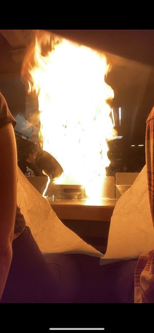 They set my ramen on fire   at Menbaka Fire Ramen めん馬鹿 in Kyoto