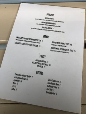 new menu - falafel burger  at Wio Burger in Saaremaa