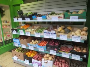 fresh produce outside shop at Easter Greens in Edinburgh