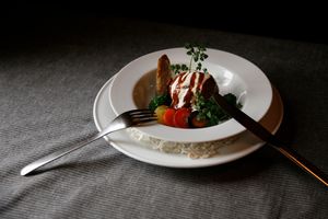 Vegan hamburger steak with vegan demigrass sauce.   at Awatama in Maebashi