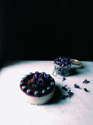 GF blueberry soy blanc-manger cake at Awatama in Maebashi