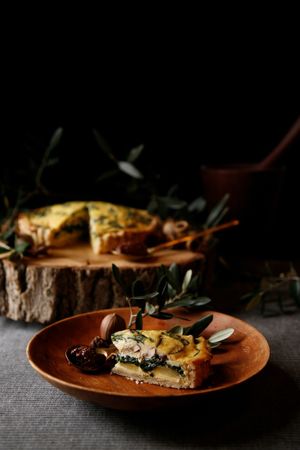 Mushroom and spinach vegan soy quiche at Awatama in Maebashi