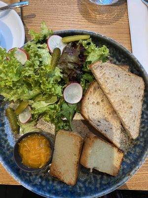Baked cashew cheese  at Spojka Karlin in Prague