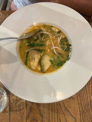 Vegan curry soup - from a day menu   at Spojka Karlin in Prague