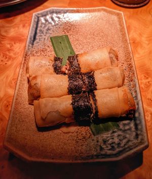Wild mushroom spring rolls (removed sour cream dip) at Tattu in Birmingham