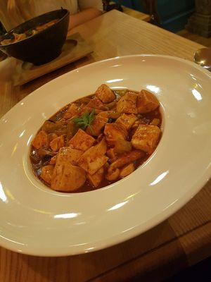 Spicy tofu dish at Mist in Prague