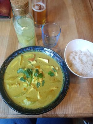 Delicious curry with tofu at Mist in Prague