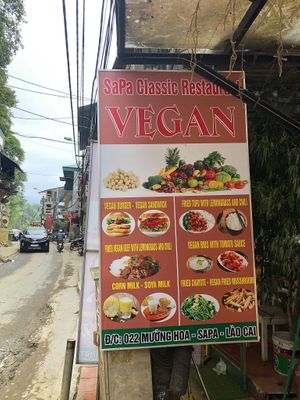 Sign outside at Sapa Classic Vegan in Sapa