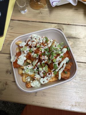 GF buffalo wings loaded fries  at Herbivorous in Sheffield