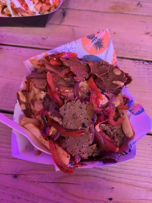 Philly Cheesesteak Loaded Fries  at Herbivorous in Sheffield