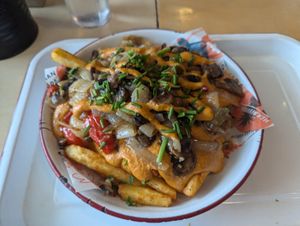 Philly cheese steak fries at Herbivorous in Sheffield