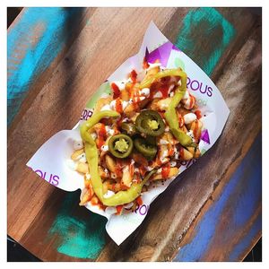 Spicy loaded fries at Herbivorous in Sheffield