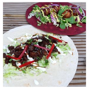 Duck & Bhaji Wrap at Herbivorous in Sheffield