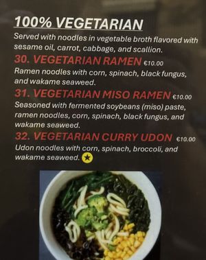 Vegan menu .  at Samurai Ramen in Barcelona