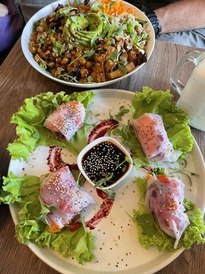 Spring rolls and Buddha Bowl  at Coco Bowl in Salento
