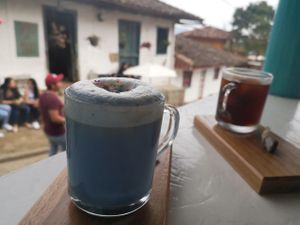 Blue latte con leche de coco ! at Coco Bowl in Salento