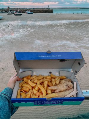 Vegan fish and chips - take away at The Harbour in Plymouth