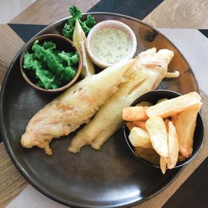 ‘Fish’ and chips  at The Harbour in Plymouth