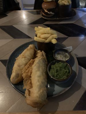 Banana blossom ‘fish’ and chips at The Harbour in Plymouth