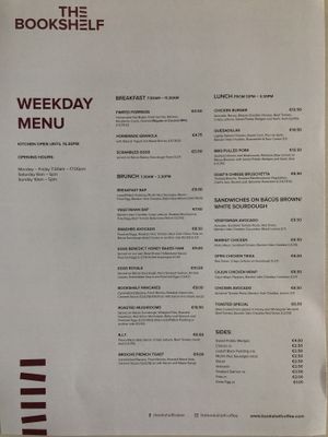Weekday menu at The Bookshelf in Tralee