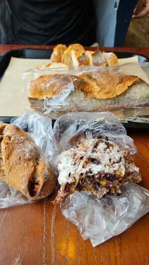 Raisin bread, walnut fig bread, baguette at Bakery and Table in Hakone