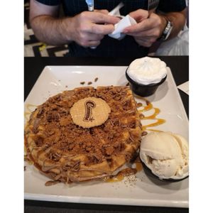 Vegetarian Millionaires Waffle. #Veganuary at Creams Cafe in Blackpool