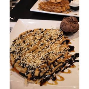 Vegan Chocolate Waffle. #Veganuary at Creams Cafe in Blackpool