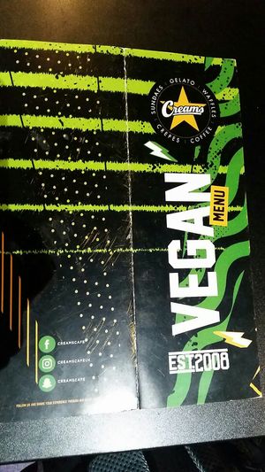 Menu at Creams Café in Cardiff