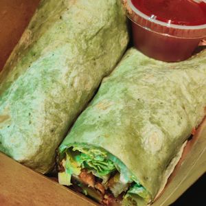 Green tortillas / soy fish wrap at Bright Star in Rancho Cucamonga