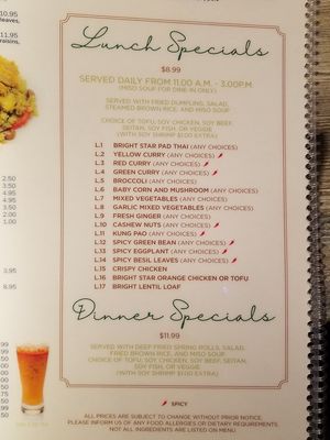 Menu at Bright Star in Rancho Cucamonga