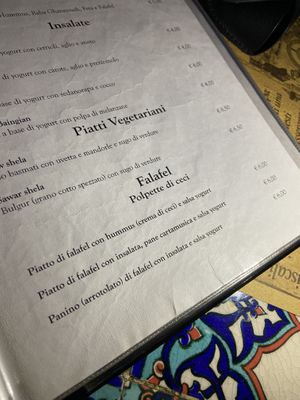 Menu   at Kirkuk Kaffe in Turin