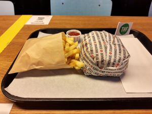 Burger and fries at The Hamburger Foundation - Philippe-Plantamour in Geneva