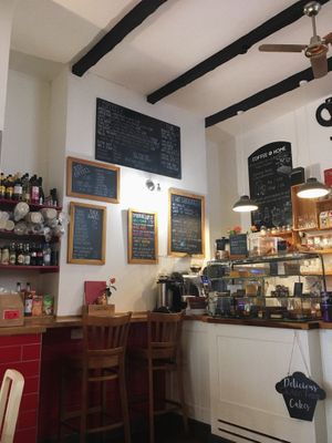drinks menu and counter at Cafe Magdalen in Exeter