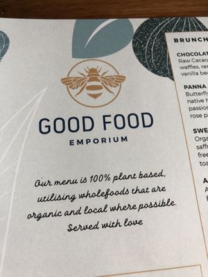 Menu 100% plant based  at Good Food Emporium Cafe - Illume in Narre Warren