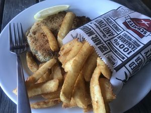 Schnitzel and chips  at Schnitz in Cairns