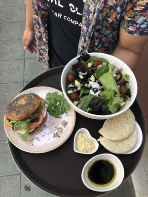 Salads and bagels. Vegan and veggy options always available  at Catlove Coffee in Gijon