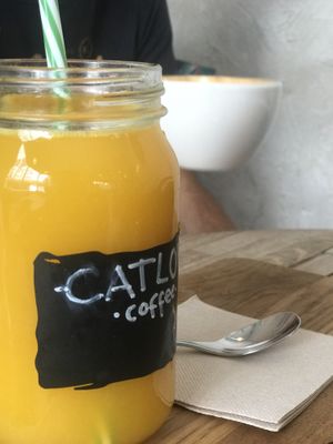 Orange juice freshly made at Catlove Coffee in Gijon
