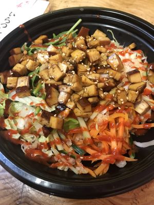 Vegan bibimbap with tofu  at Food Mood in Ottawa