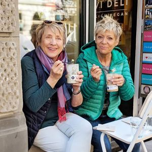 Have a sit outside and enjoy zurichs beautyful Bertastrasse. at Devi Deli göttlich vegan in Zurich