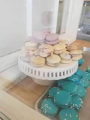 Vegan options up top. Vanilla flavored. at A La Mode Macaron in Asheville