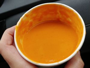 Tomato peanut soup with ginger at Simple Cafe in Asheville