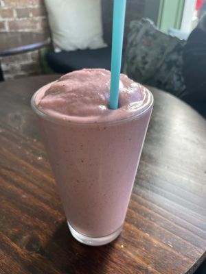 Strawberry shortcake smoothie   at Simple Cafe in Asheville