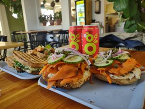 Grilled cheese, everything bagal & lox... SO GOOD! at Simple Cafe in Asheville